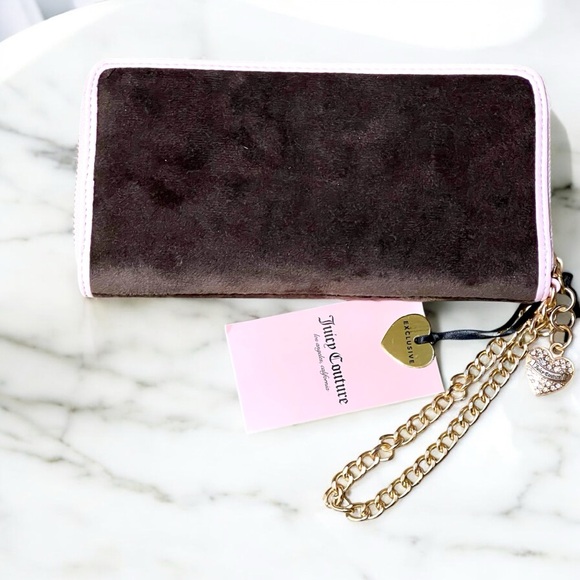 New Juicy Couture brown and pink velour Scottie dogs accordian wallet - Picture 2 of 5